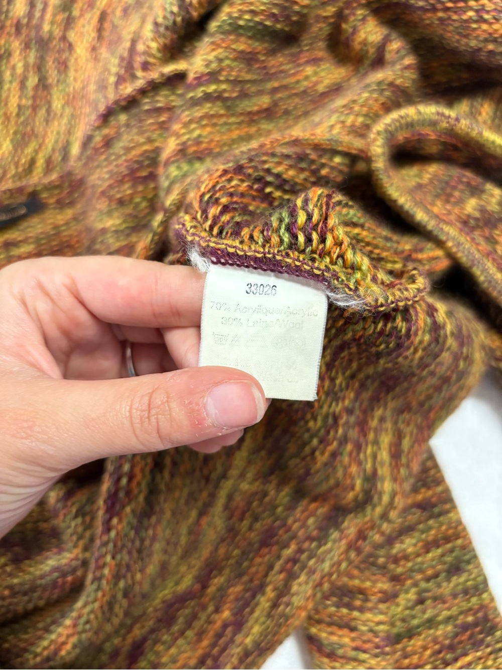 Hand-Knit Burnt Orange Wrap Sweater with Embroidered Detail - Picture 5 of 5